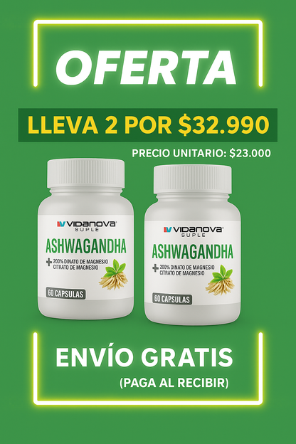 Ashwagandha + Magnesio 1000mg 60 cápsulas