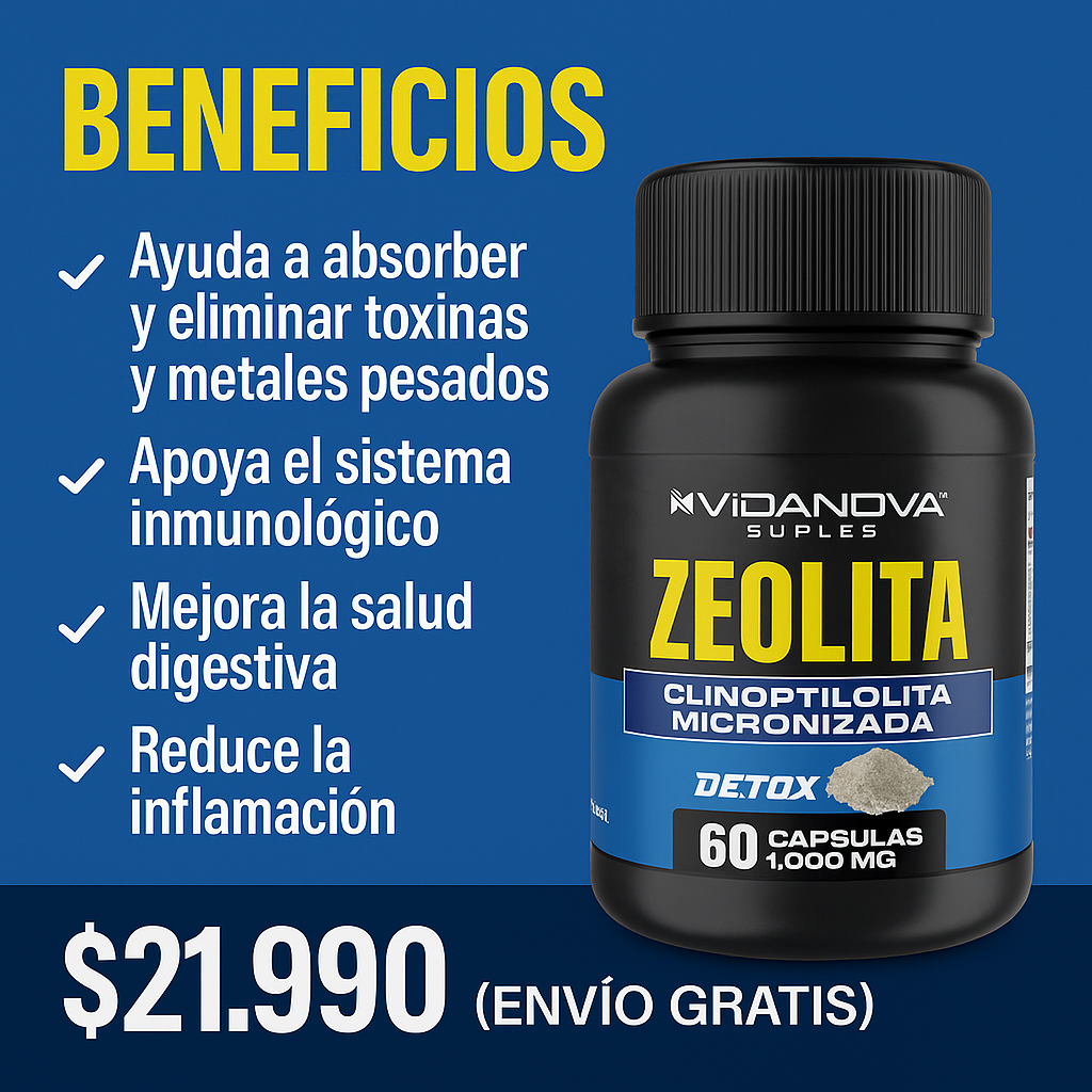 Zeolita DETOX Toxinas y Metales Pesados 1000 MG 60 cápsulas