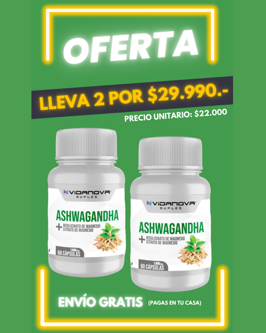 Ashwagandha + Magnesio 1000mg 60 cápsulas